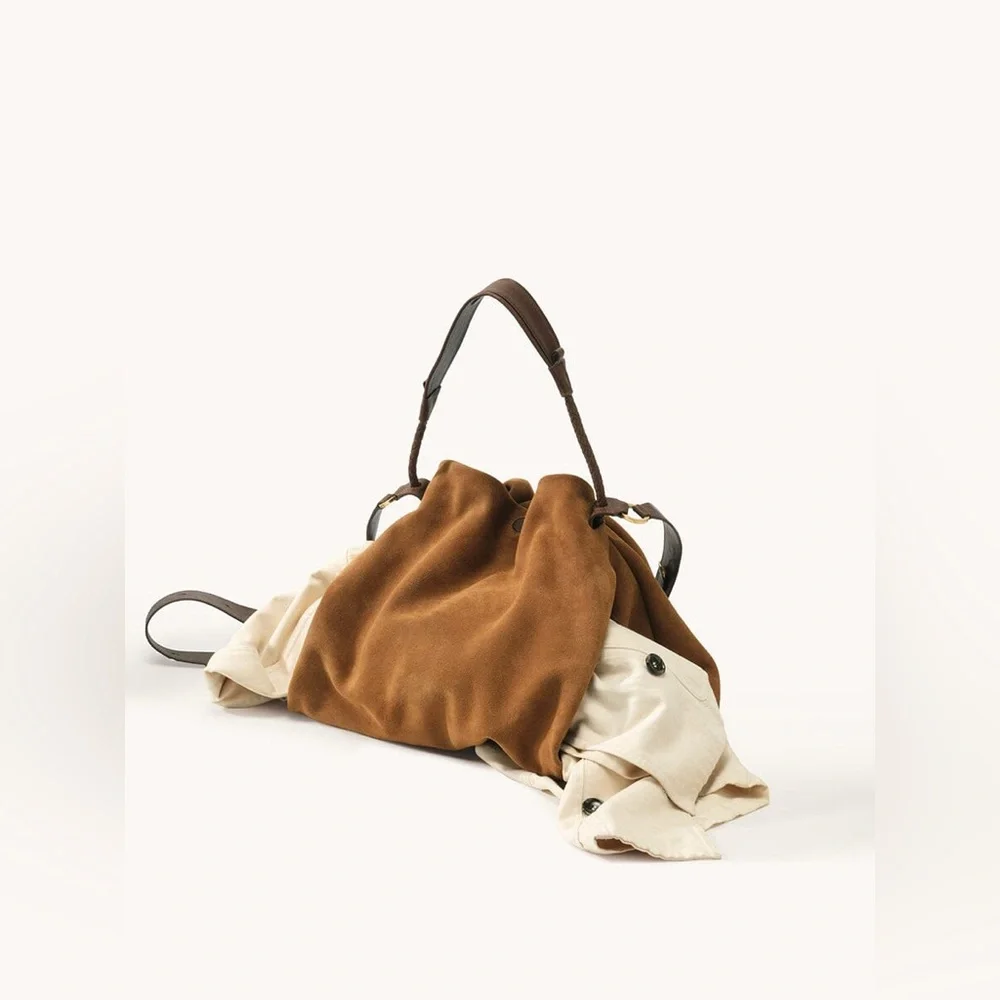 Small Gather Bag Set - Ochre Suede - Picture 10 of 13